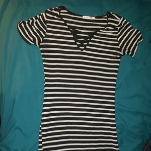 Dark blue and white stripped dress